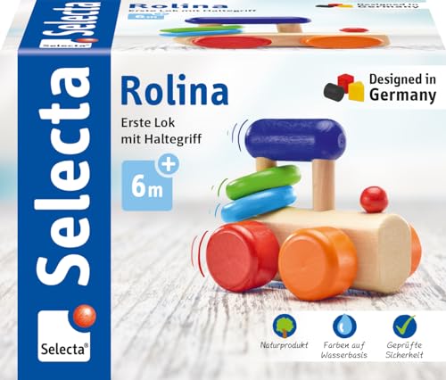 Selecta Lok-Greifling, 8,5 cm, Holz, 6 Monate - 3 Jahre, Lokomotive mit Klapperringen von Selecta