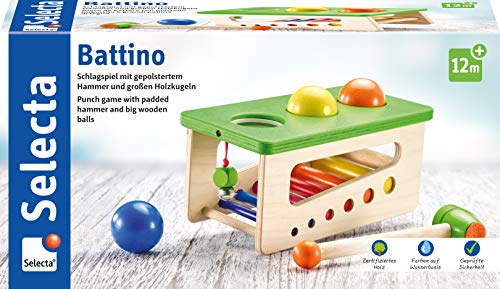 Selecta 62017 Battino, Klopfbank aus Holz, 22 cm, 10 Monate to 3 Jahre ,bunt von Selecta