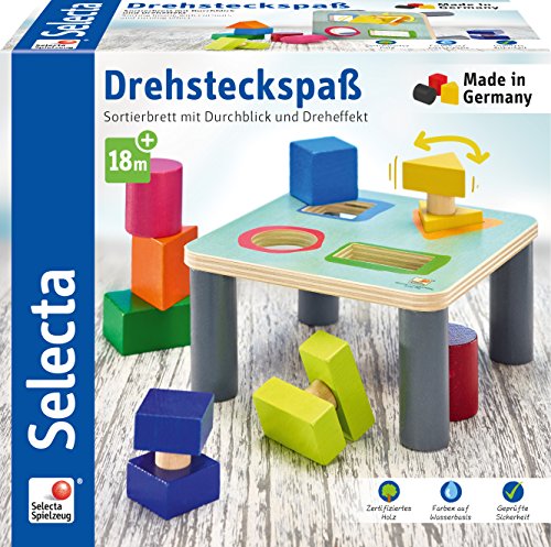 Selecta 62059 Drehsteckspaß, Sortier- und Steckspiel aus Holz von Selecta