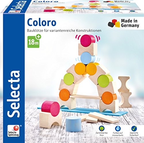 Selecta 62067 Coloro, Bauklötze aus Holz, 20 Teile, Mehrfarbig von Selecta