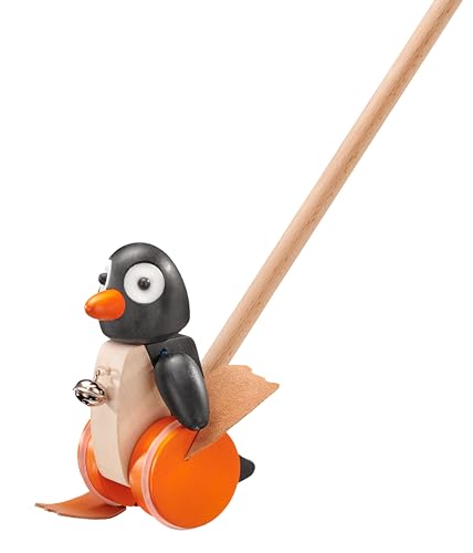 Selecta 62071 Pingo, Schiebefigur, Schiebe-und Nachziehspielzeug aus Holz, 13 cm, Bunt von Selecta