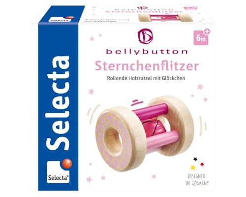 Selecta 64001 Sternchenflitzer, Greifling und Rassel - bellybutton, rosa, 7 cm von Selecta