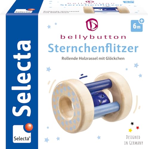 Selecta 64011 Sternchenflitzer, Greifling und Rassel - bellybuton, blau, 10 cm von Selecta