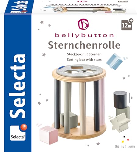 Selecta 64017 Sternchenrolle, Sortierrolle aus Holz, Bellybutton, 13 cm, bunt von Selecta
