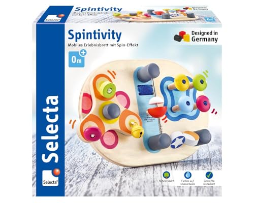 Selecta 62064 Spintivity, Motorikbrett aus Holz, 20 cm, Spinitivity von Selecta