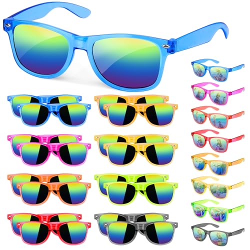 SelfTek Sonnenbrille Kinder, 16 Stück Neon Jungen Mädchen Kindersonnenbrille im Alter von 3-12 Jahre mit UV 400 Schutz Kinder Party Strand Pool Geburtstagsfeier für Kinder von SelfTek