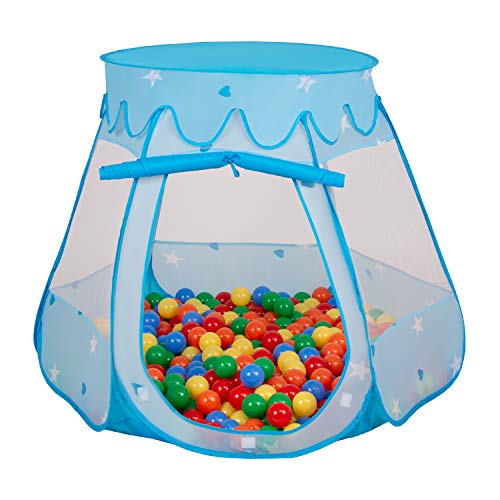 Selonis Baby Spielzelt Mit Plastikbällen Zelt 105X90cm/100 Bälle Plastikkugel Kinder, Blau:Gelb-Grün-Blau-Rot-Orange von SELONIS