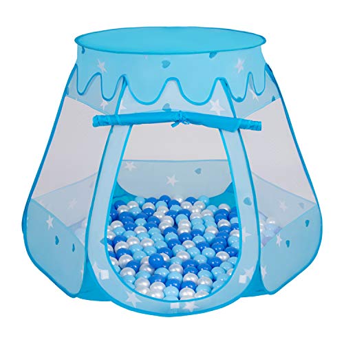 Selonis Baby Spielzelt Mit Plastikbällen Zelt 105X90cm/200 Bälle Plastikkugel Kinder, Blau:Babyblau-Blau-Perle von SELONIS