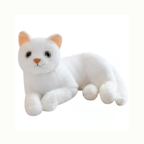 Semazz Realistic Plüsch Katze Plüschtier,Stofftier Puppe Weiche Katze Kuscheltier Süßes Katze Spielzeug Geschenk für Babys Kinder Jungen & Mädchen Zuhause,Büro,Geburtstag,Weihnachten,Kindertag Weiß von Semazz