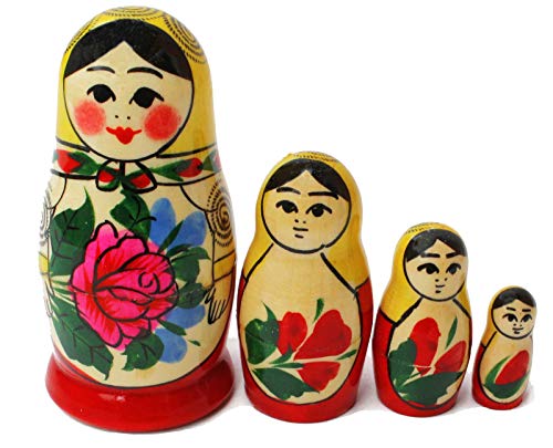 Semenowskaya Rospis russische Matroschka Puppe Babuschka klassisch Set 4 Matroschkas 9cm hoch von Semenowskaya Rospis