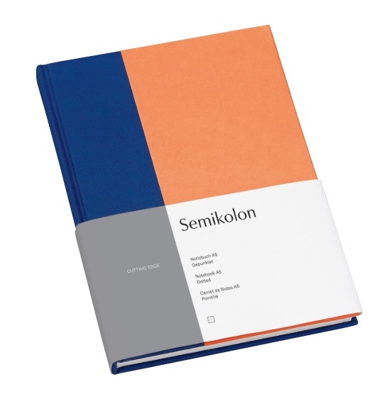 Semikolon Notizbuch Classic A5 Cutting Edge Cobalt-Peach blanko von Semikolon