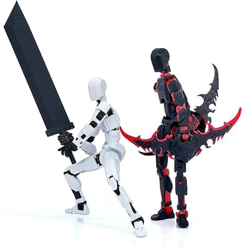 Action Figure Set, 2 Pieces Unassembled 13CM 3D Printed Multi-Joints, Kids' Play Action Figures for Collectors Desktop Decorations (White+Black and Red) von SenShuang