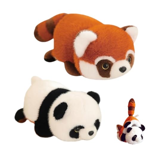 Reversible Panda Plush Toy, 2-in-1 Red Panda and Giant Panda Stuffed Animal, Double-Sided Red Panda Plush Doll, Cute Panda Sensory Fidget Toy for Adult Kids (50cm) von SenShuang