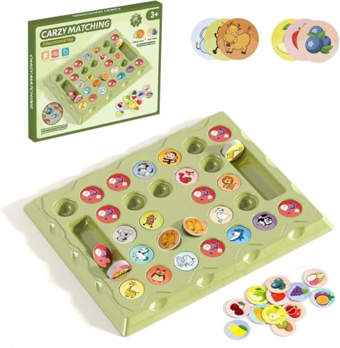 SenShuang Tier-Flip-Schach, Memory-Brettspiel, Tier- und Obst-Flip-Kartenspiel, klassisches Memory-Spiel, Lern- und Gedächtnisspiel, pädagogisches Spielzeug für Kinder (1 Pcs) von SenShuang