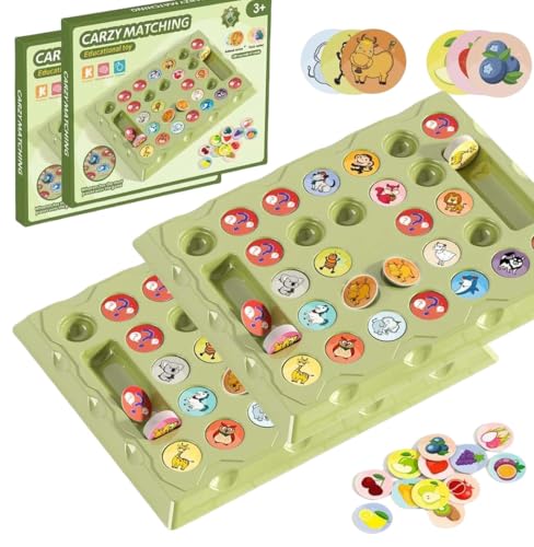 SenShuang Tier-Flip-Schach, Memory-Brettspiel, Tier- und Obst-Flip-Kartenspiel, klassisches Memory-Spiel, Lern- und Gedächtnisspiel, pädagogisches Spielzeug für Kinder (2 Pcs) von SenShuang