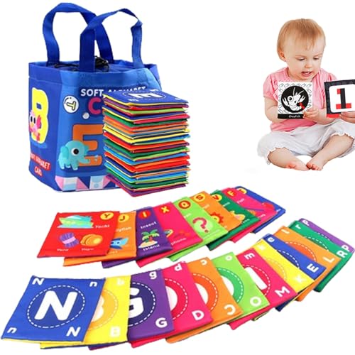 SenShuang Weiches Sinnesbuch, Stoff-Babybuch, kontrastreiches weiches Sinnesspielzeug, Buchaktivitäten für Kinder, pädagogisches Frühentwicklungszubehör, waschbare bücher und Spielzeug (A) von SenShuang