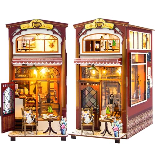 DIY Book Nook Kit - 3D Holzpuzzle Puppenhaus mit LED Miniatur Bücherregal Dekor für Jugendliche & Erwachsene - Buchstütze Kreatives DIY Miniatur Haus Kit Einzigartige Geschenkidee von SenZjx