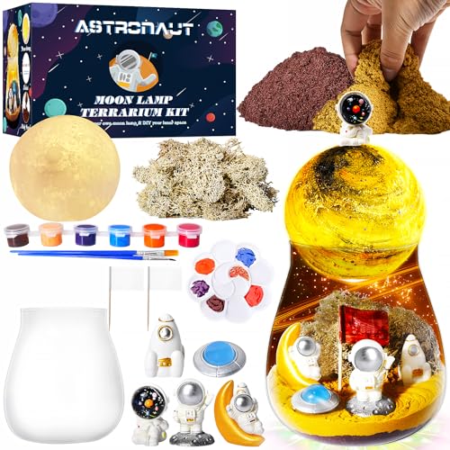 Weltraum Terrarium Bastelset für Kinder mit DIY Mondlampe – Leuchtendes Astronauten Bastelset für Kinder von 4-12 - Jahren – Lernspielzeug für Raumfahrer Kreatives Geschenk für 4 5 6 7 8-12 Kinder von SenZjx