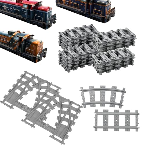 SenaiMy 54 Stück Eisenbahn Schienen City Schienen, Bausteine Zug Schienen Set für City Zug Zubehör, City Erweiterungsset Gleise Kompatibel mit dem Marktführer Kinder von SenaiMy