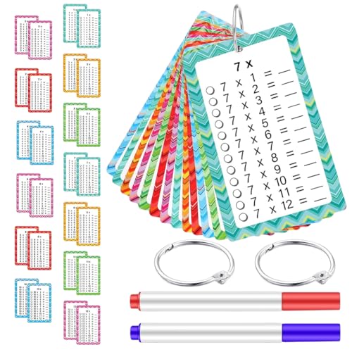 26 Stück Lernkarten für Kinder, Einmaleins-Karten von 0 bis 12, je Zahl 2 Karten, 26 langlebige Multiplikationskarten, Praktische Lernhilfe für Spaß und Erfolg beim Rechnen von Senchinner