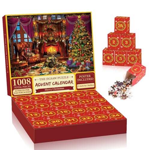 Adventskalender 2024 Puzzle für Kinder und Erwachsene,24 Boxen - 1008 Teile Puzzles,Die Geburt der Christus,Hausdekoration, Weihnachtsgeschenke für Erwachsene, Kinder (C) von Senchinner