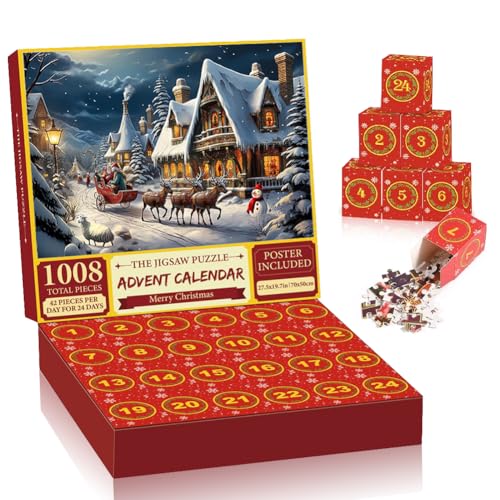 Adventskalender 2024 Puzzle für Kinder und Erwachsene,24 Boxen - 1008 Teile Puzzles,Die Geburt der Christus,Hausdekoration, Erwachsene, Kinder - J von Senchinner