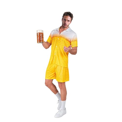 Oktoberfest Herren Outfit - Oktoberfest Kostüme Herren-Hemd und Shorts, deutsches bayerisches Oktoberfest-Kostüm-Set, maschinenwaschbar, geeignet für Kostümpartys, Oktoberfest, Halloween, Karneval -M1 von Senchinner