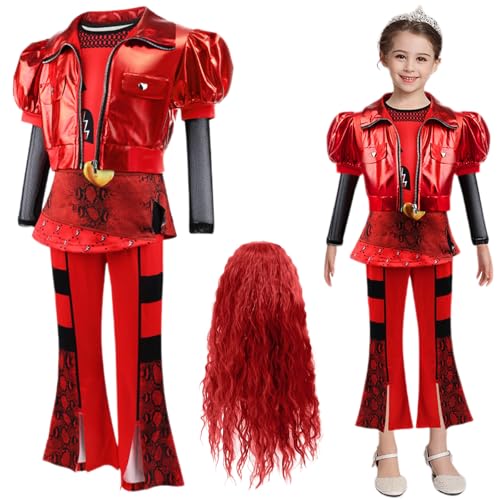 Rise of Red costume,4-teiliges Set Descendant Rise of Red Kostüm - Rotes Descendant Kostüm,Cosplay Kostüm Kinder Mädchen (110CM) von Senchinner