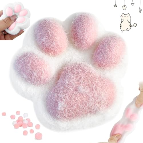 Taba Big Cat Paw, Silikon Squeeze Spielzeug für Stress Relief, Nette Kawaii Stress Spielzeug für Angst und Entspannung, Handgemachte Fidget Spielzeug Geschenke für Katzenliebhaber, Rosa von Senchinner