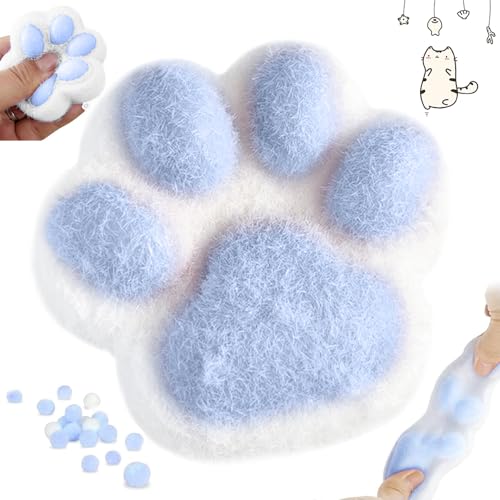 Taba Big Cat Paw,1 Stück 15cm Squeeze Toy,Pfoten Squishy Squishy Pfote groß,Silikon Squeeze Spielzeug für Stress Relief Anti Stress Spielzeug Fidget Toys für Kinder Erwachsener Katzenliebhaber (Blau) von Senchinner