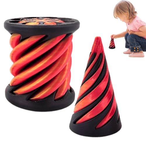 3D Printed Rotating Spirals Cone Fidget Toy, Impossible Spirals Cone Passthrough Sculpture, Pass Through Pyramid Fidget Toy, Colorful Relaxing Toys for Stress and anxietysRelief von Senermter