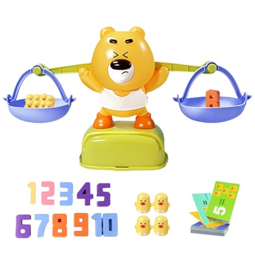 Balance-Zählspielzeug, Bären-Balance-Mathe-Spiel | Lustiges Cartoon-12-Enten-Bär-Balance-Mathe-Spiel - Lernspielzeug zum Zahlenzählen für den Kindergarten, Waage für Kinder im Vorschulalter von Senermter