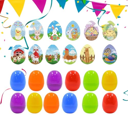 Eier-Puzzle, Puzzles für Kinder - Cartoon-Urlaubs-Puzzlespielzeug für Kinder,Niedliches Puzzle-Set mit 12 Eierschalen für Familienfeiern, lustiges, buntes -Spielzeug für und Mädchen von Senermter