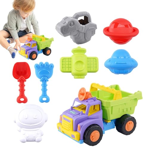 Senermter Sandkastenwagen,Strandsandspielzeug - Fahrzeuge Sandspielzeug-LKW,Strandspielzeug-Set, inklusive Alien- und Raumschiff-Schlossform für 4–8 Jahre alte Kinder, und Mädchen von Senermter