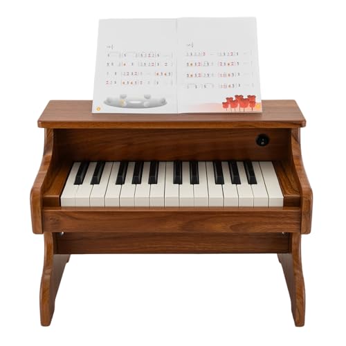 kinderklavier Kinder Klavier aus Holz 25 Tasten für Anfänger Mini Musik Lerninstrument Spielzeug 42.5*23.5*29.5cm Musikinstrument für Kinder aus Holz von Sengfwin