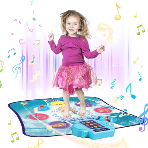 Senmeo Dance Mat Toys for 3-12 yr, Music Dance Pad for Builds Kids Hand-Eye Coordination, Dance Floor Mat with 3 Game Modes, 8Challenge Levels, Ideal for Girls (Blue) von Senmeo