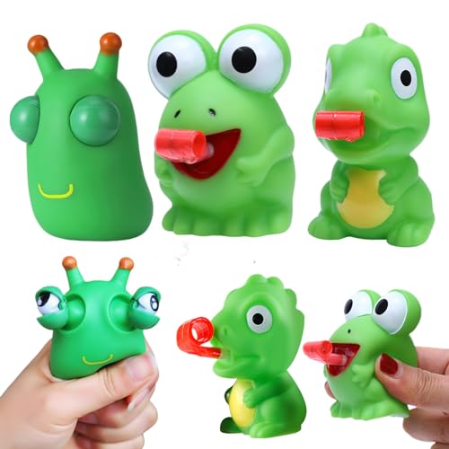 6 Stück Stressball, Stressball Kinder, Niedlich Bugs, Frösche, Dinosaurier Spielzeug, Stressabbau Spielzeug für Erwachsene Kinder Stress Angstabbau Stressabbau Stress Stressbälle(Grün) von Senteen