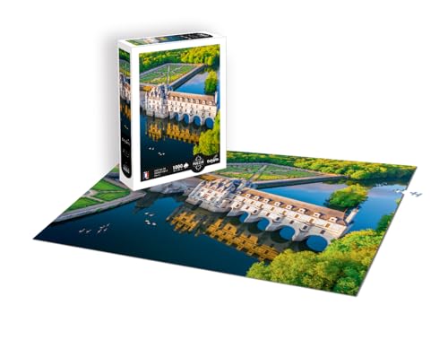 Calypto 3907107 Schloss Chenonceau, 1000 Teile Puzzle mit Soft-Touch, Landschaftspuzzle mit samtiger Oberfläche, für Erwachsene und Kinder ab 9 Jahren, Frankreich, Nachauflage von Sentosphere