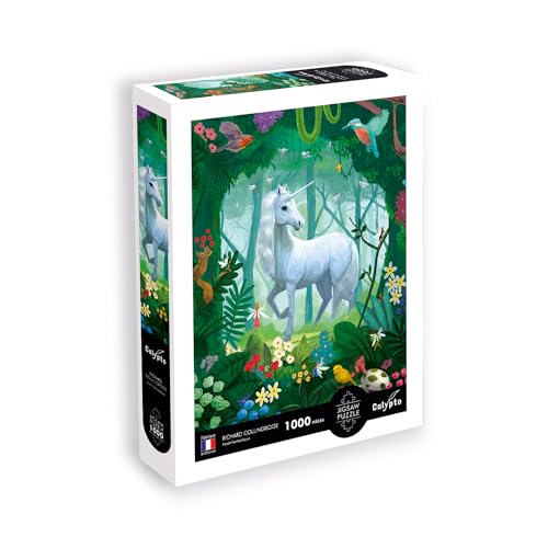 Calypto 3907150 Fantasiewald Einhorn, 1000 Teile Puzzle mit Soft-Touch, fantasievolles Motiv mit samtiger Oberfläche, für Erwachsene und Kinder ab 9 Jahren, Fantasy, Unicorn, Fee von Sentosphere