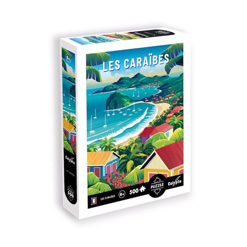 Calypto 3907300 Karibik, 500 Teile Puzzle mit Soft-Touch, farbenfrohes Puzzlemotiv mit samtiger Oberfläche inkl. Puzzleposter, für Erwachsene und Kinder ab 8 Jahren, Grafikpuzzle, Küste, Urlaub von Sentosphere
