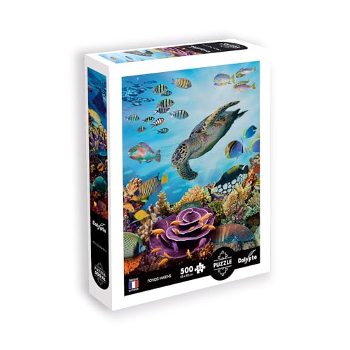 Calypto 3907303 Korallenriff, 500 Teile XL-Puzzle mit Soft-Touch, große Puzzleteile mit samtiger Oberfläche, für Erwachsene und Kinder ab 8 Jahren, Pazifik, Unterwasser, Schildkröte von Sentosphere