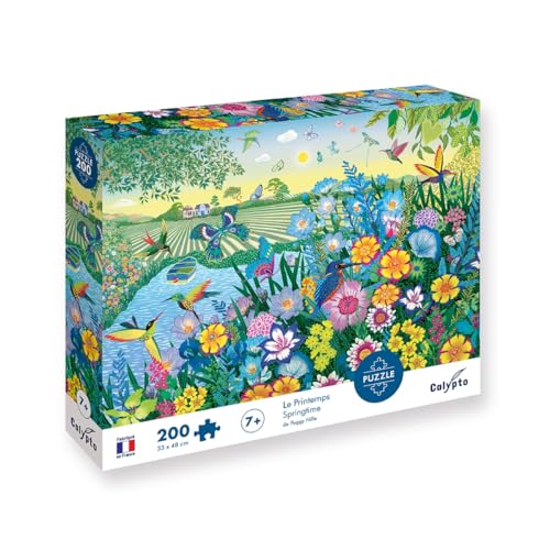 Calypto 3907405 Frühling, 200 Teile Puzzle mit Soft Touch, Kinderpuzzle mit samtiger Oberfläche inkl. Puzzleposter, für Kinder ab 7 Jahren, Nachauflage von Sentosphere