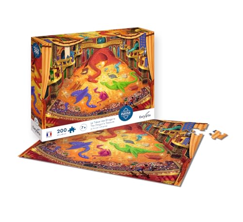 Calypto 3907406 Drachenschatz, 200 Teile Puzzle mit Soft Touch, Kinderpuzzle mit samtiger Oberfläche inkl. Puzzleposter, für Kinder ab 7 Jahren, Märchen, Nachauflage von Sentosphere