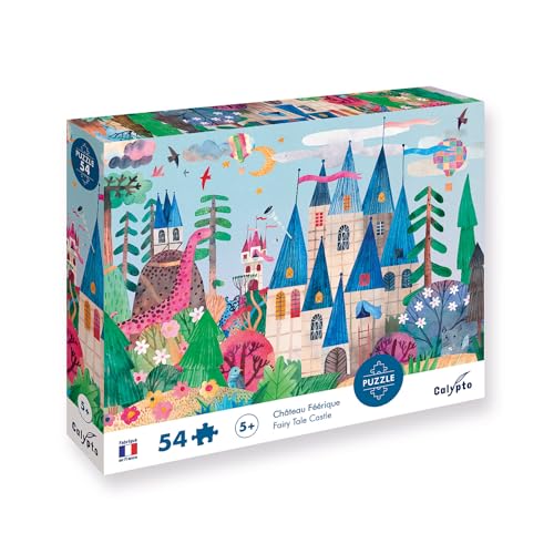 Calypto 3907800 Märchenschloss, 54 Teile Puzzle mit Soft-Touch, Kinderpuzzle mit großen Teilen und samtiger Oberfläche inkl. Puzzleposter, für Kinder ab 5 Jahren, Fantasie, Schloss, Prinzessin von Sentosphere