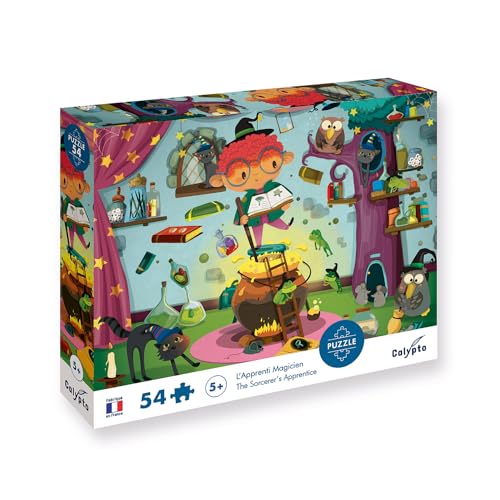 Calypto 3907802 Zauberlehrling, 54 Teile Puzzle mit Soft-Touch, Kinderpuzzle mit großen Teilen und samtiger Oberfläche inkl. Puzzleposter, für Kinder ab 5 Jahren, Fantasie, Zauberei, Magie von Sentosphere