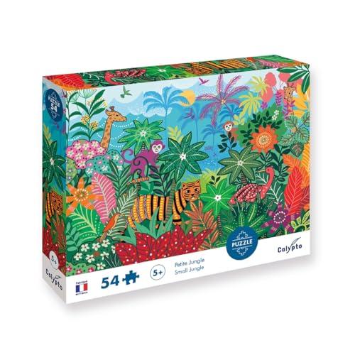 Calypto 3907805 Dschungel, 54 Teile Puzzle mit Soft-Touch, Kinderpuzzle mit großen Teilen und samtiger Oberfläche inkl. Puzzleposter, für Kinder ab 5 Jahren, Nachauflage von Sentosphere