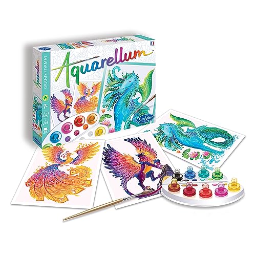 Aquarellum Malset für Kinder, Motiv Fabeltiere, große Malvorlagen, Bastelset, Kreativ-Set, DIY von Sentosphere