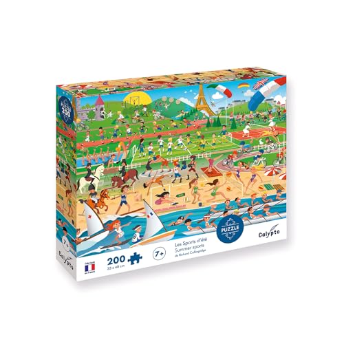 Sentosphere Calypto 3907404 Sommersport, 200 Teile Puzzle mit Soft Touch, Kinderpuzzle mit samtiger Oberfläche inkl. Puzzleposter, für Kinder ab 7 Jahren, Nachauflage von Sentosphere