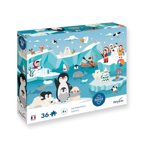 Calypto 3907605 Polar, 36 Teile Puzzle mit Soft-Touch, Kinderpuzzle mit großen Teilen und samtiger Oberfläche inkl. Puzzleposter, für Kinder ab 4 Jahren, Nachauflage von Sentosphere