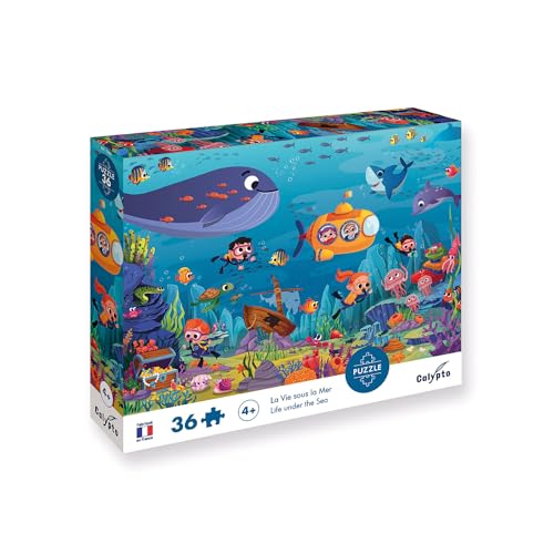 Sentosphere Calypto 3907606 Unterwasserwelt, 36 Puzzle mit Soft-Touch, Kinderpuzzle mit großen Teilen und samtiger Oberfläche inkl. Puzzleposter, für Kinder ab 4 Jahren, Nachauflage von Sentosphere